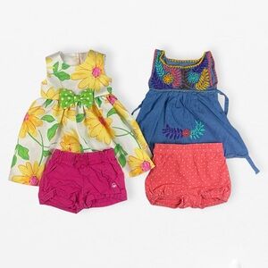 18M Bonnie Baby yellow flower daisy dress and embroidered floral jean dress set